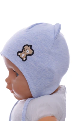 Шапка для хлопчика подвійний трикотаж із Собачкою блакитною