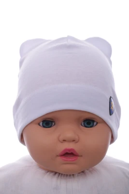 Шапка трикотажна для хлопчика зі Зіркою білий