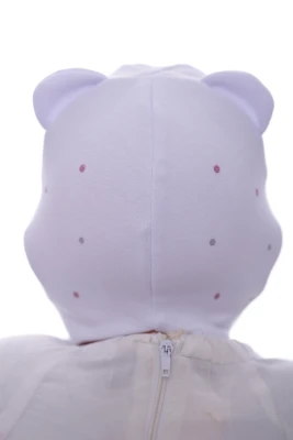 Шапка для дівчинки подвійний трикотаж з білим ромашкою