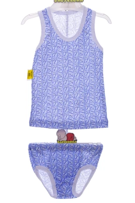 Труси з майкою для хлопчика бавовняний у блакитний ромб.