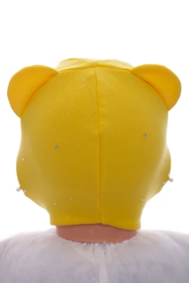 Шапка для дівчинки подвійний трикотаж Стразики жовта