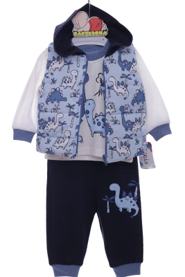 Костюм трійка з жилеткою для хлопчика Діно блакитний