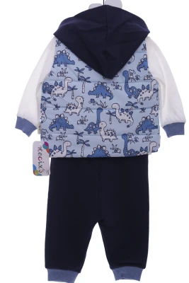 Костюм трійка з жилеткою для хлопчика Діно блакитний