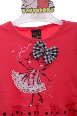 Сукня з довгим рукавом у горошок трикотажне рожеве