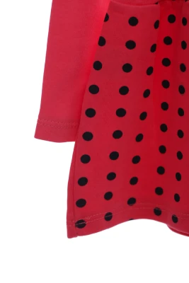 Сукня з довгим рукавом у горошок трикотажне рожеве