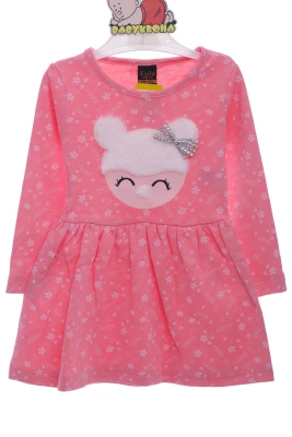 Сукня з довгим рукавом з дівчинкою рожеве трикотажне