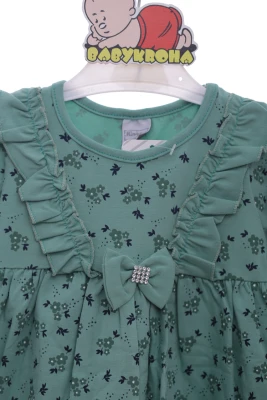 Сукня з довгим рукавом у квіточку трикотажна оливкова