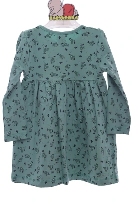 Сукня з довгим рукавом у квіточку трикотажна оливкова