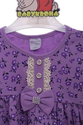 Сукня з довгим рукавом у квіточку трикотажне фіолетове