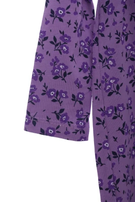 Сукня з довгим рукавом у квіточку трикотажне фіолетове