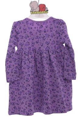 Сукня з довгим рукавом у квіточку трикотажне фіолетове