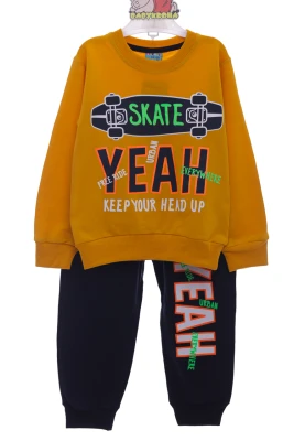 Костюм для хлопчика трикотажний зі скейтом жовтий