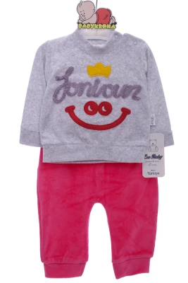 Костюм велюровий для дівчинки Посмішка сірий