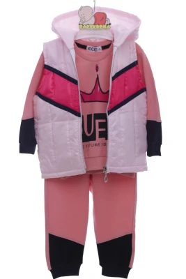 Спортивний костюм з жилеткою для дівчинки Королева рожевий