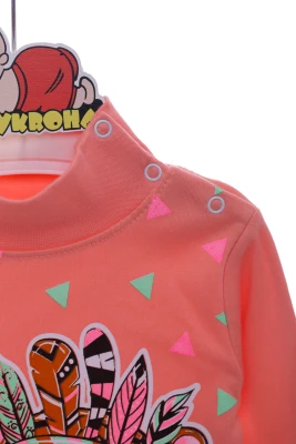 Гольф на флісі для дівчинки з Тигрулею персиковий Kipir Kids