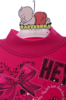 Гольф на флісі для дівчинки з Бантом малиновий Kipir Kids