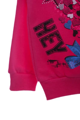 Гольф на флісі для дівчинки з Бантом малиновий Kipir Kids