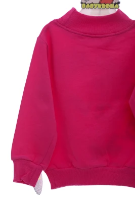 Гольф на флісі для дівчинки з Бантом малиновий Kipir Kids