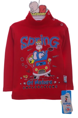 Гольф на флісі для хлопчика з Тваринами червоний Kipir Kids