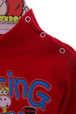 Гольф на флісі для хлопчика з Тваринами червоний Kipir Kids