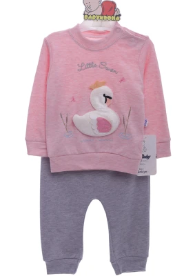 Костюм трикотажний для дівчинки з Лебедем рожевий Esa Baby
