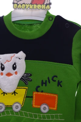 Трикотажний костюм для хлопчика з паровозиком зелений Esa Baby