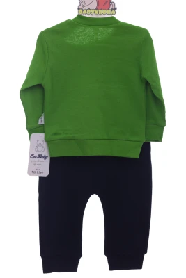 Трикотажний костюм для хлопчика з паровозиком зелений Esa Baby