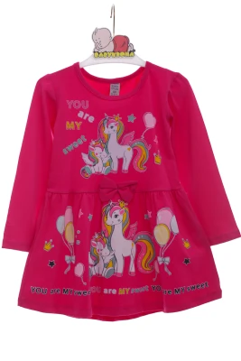 Сукня з довгим рукавом трикотажне з Єдиноріжкою коралове