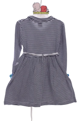 Сукня з довгим рукавом з ремінцем Смуга синя