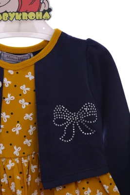 Сукня з довгим рукавом у бантик гірчичне