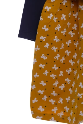 Сукня з довгим рукавом у бантик гірчичне