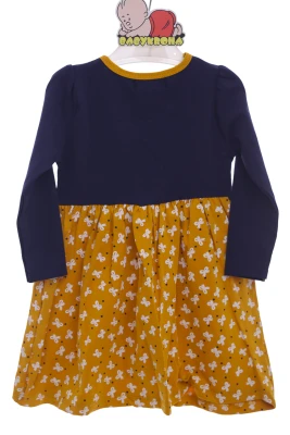 Сукня з довгим рукавом у бантик гірчичне