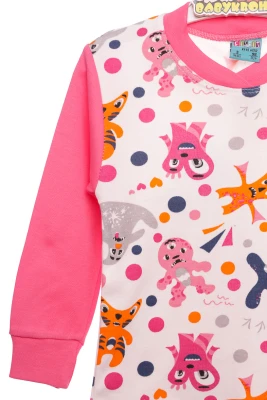 Піжама для дівчинки з довгим рукавом інтерлок Морська рожева