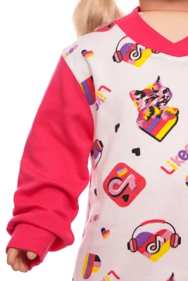 Піжама для дівчинки з довгим рукавом інтерлок Likee рожева