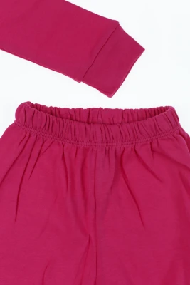 Піжама для дівчинки з довгим рукавом інтерлок з котиками малинова