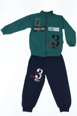 Костюм з довгим рукавом для хлопчика на змійці інтерлок "8" зелений
