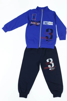 Костюм спортивний для хлопчика на змійці трикотажний "8" синій