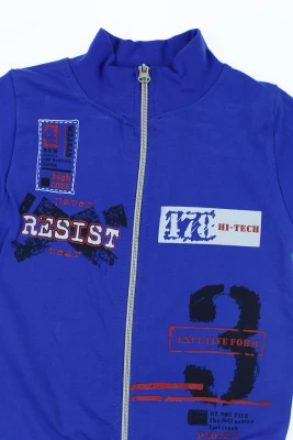 Костюм спортивний для хлопчика на змійці трикотажний "8" синій