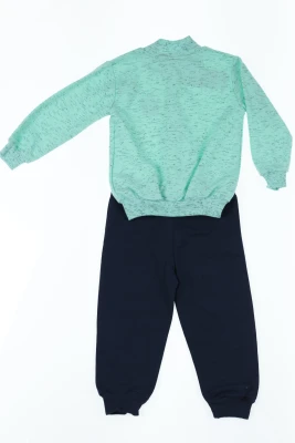 Костюм спортивний для дівчинки на змійці інтерлок з бірюзовою квіткою