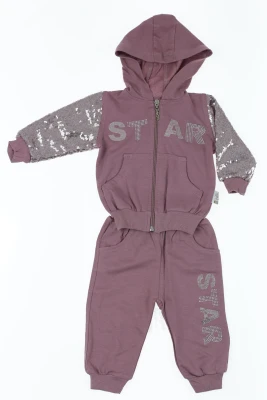 Костюм із довгим рукавом для дівчинки інтерлок Star пудровий