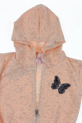 Костюм спортивний для дівчинки на змійці трикотажний з метеликом персиковий