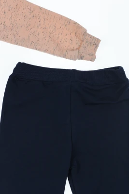 Костюм спортивний для дівчинки на змійці трикотажний з метеликом персиковий