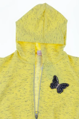 Костюм спортивний для дівчинки на змійці трикотажний з метеликом жовтий