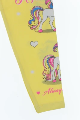 Лосини для дівчинки трикотажні з конем жовті