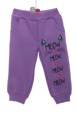 Штани на флісі для дівчинки Meow фіолетові