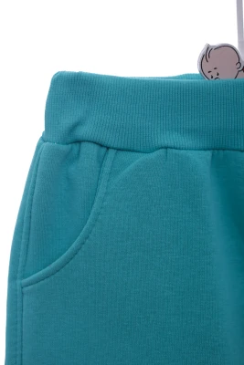 Штани на флісі для дівчинки з кішечкою м'ятні