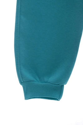 Штани на флісі для дівчинки з кішечкою м'ятні