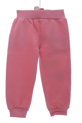 Штани на флісі для дівчинки з метеликом пудрові