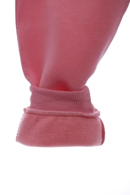 Штани на флісі для дівчинки з кішкою пудрові