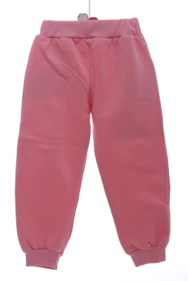 Штани на флісі для дівчинки з кішкою пудрові